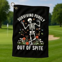 Skeleton Surviving Out Of Spite Alive Out Of Spite Golf Towel
