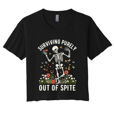 Skeleton Surviving Out Of Spite Alive Out Of Spite Crop Top