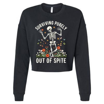 Skeleton Surviving Out Of Spite Alive Out Of Spite Cropped Pullover Crew