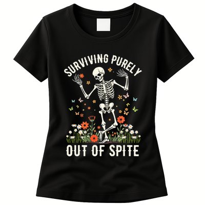 Skeleton Surviving Out Of Spite Alive Out Of Spite Womens T-Shirt