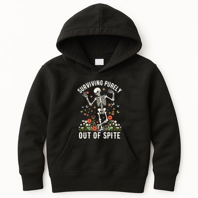 Skeleton Surviving Out Of Spite Alive Out Of Spite Kids Hoodie