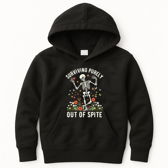 Skeleton Surviving Out Of Spite Alive Out Of Spite Kids Hoodie