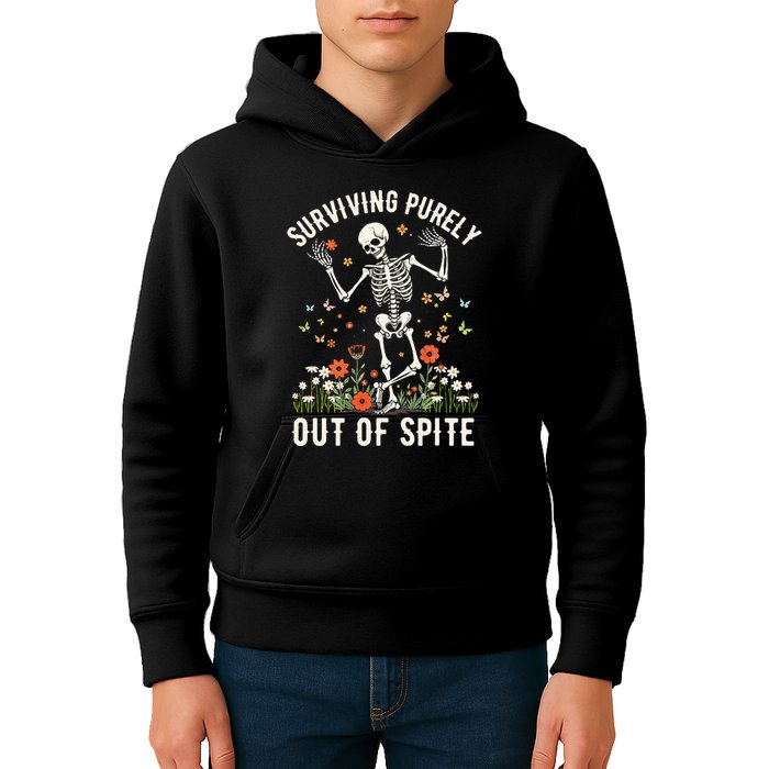 Skeleton Surviving Out Of Spite Alive Out Of Spite Kids Hoodie