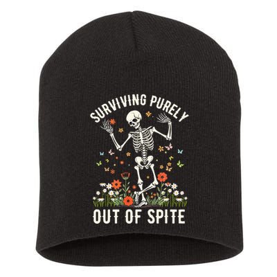 Skeleton Surviving Out Of Spite Alive Out Of Spite Short Acrylic Beanie