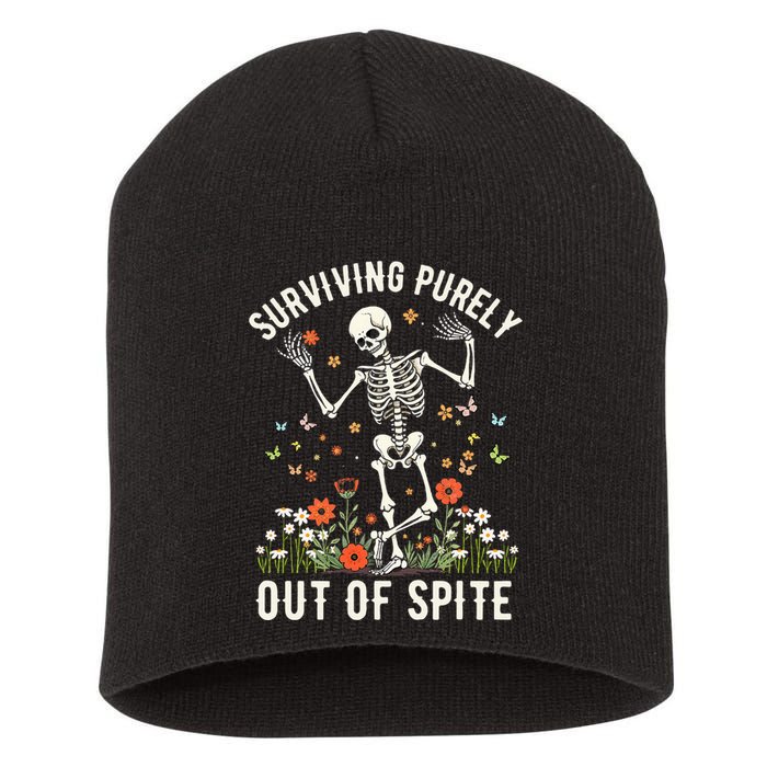 Skeleton Surviving Out Of Spite Alive Out Of Spite Short Acrylic Beanie