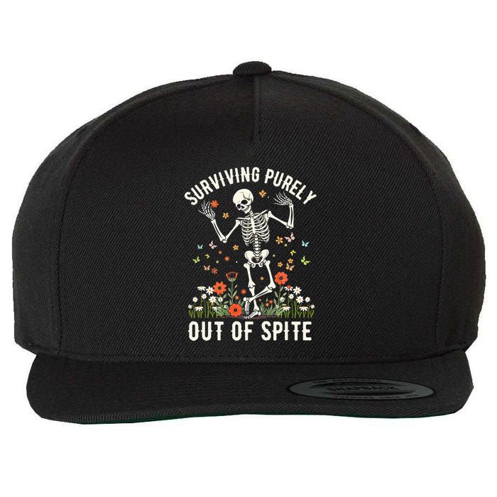 Skeleton Surviving Out Of Spite Alive Out Of Spite Wool Snapback Cap