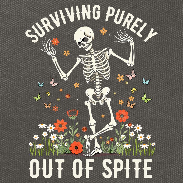 Skeleton Surviving Out Of Spite Alive Out Of Spite Cotton Canvas Backpack