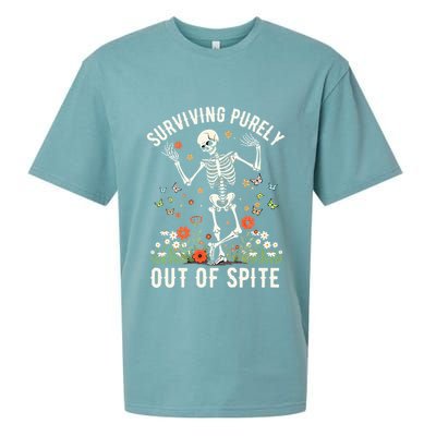 Skeleton Surviving Out Of Spite Alive Out Of Spite Sueded Cloud Jersey T-Shirt