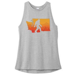 Squatchington State Of Washington Bigfoot Believer Graphic Ladies PosiCharge Tri-Blend Wicking Tank