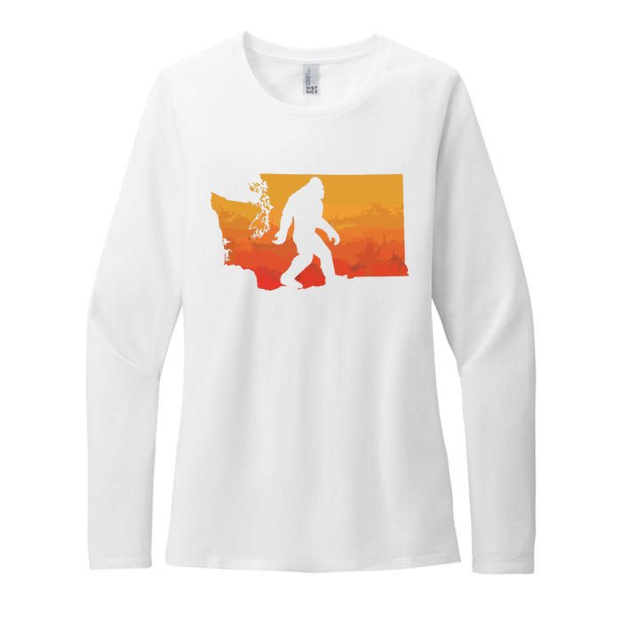 Squatchington State Of Washington Bigfoot Believer Graphic Womens CVC Long Sleeve Shirt