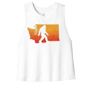 Squatchington State Of Washington Bigfoot Believer Graphic Women's Racerback Cropped Tank