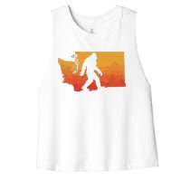 Squatchington State Of Washington Bigfoot Believer Graphic Women's Racerback Cropped Tank