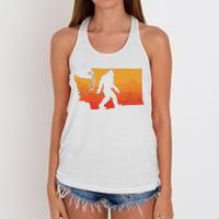 Squatchington State Of Washington Bigfoot Believer Graphic Women's Knotted Racerback Tank