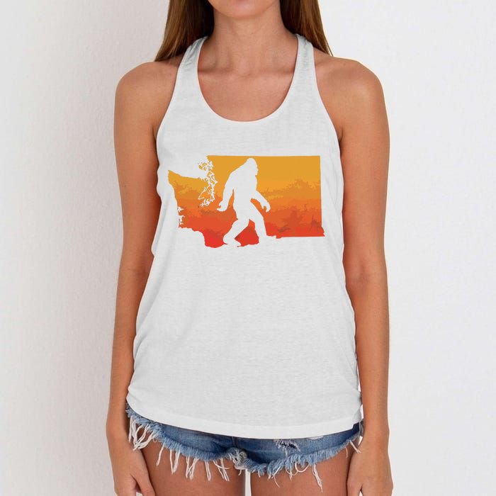 Squatchington State Of Washington Bigfoot Believer Graphic Women's Knotted Racerback Tank