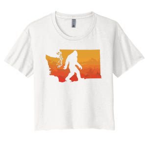 Squatchington State Of Washington Bigfoot Believer Graphic Women's Crop Top Tee