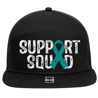 Support Squad Ovarian Cancer Awareness 7 Panel Mesh Trucker Snapback Hat