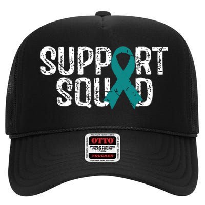 Support Squad Ovarian Cancer Awareness High Crown Mesh Back Trucker Hat