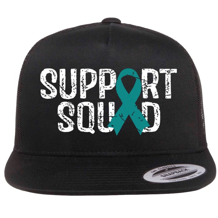 Support Squad Ovarian Cancer Awareness Flat Bill Trucker Hat