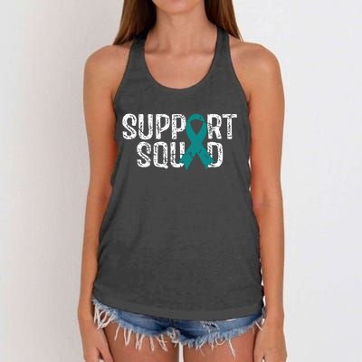 Support Squad Ovarian Cancer Awareness Women's Knotted Racerback Tank