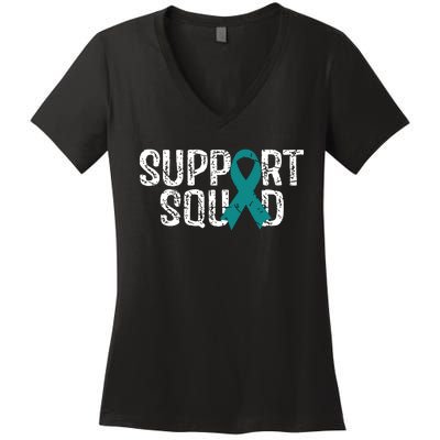 Support Squad Ovarian Cancer Awareness Women's V-Neck T-Shirt