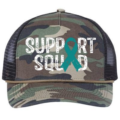 Support Squad Ovarian Cancer Awareness Retro Rope Trucker Hat Cap