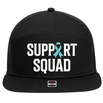 Support Squad Ovarian Cancer Raise Ovarian Cancer Awareness 7 Panel Mesh Trucker Snapback Hat