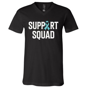 Support Squad Ovarian Cancer Raise Ovarian Cancer Awareness V-Neck T-Shirt