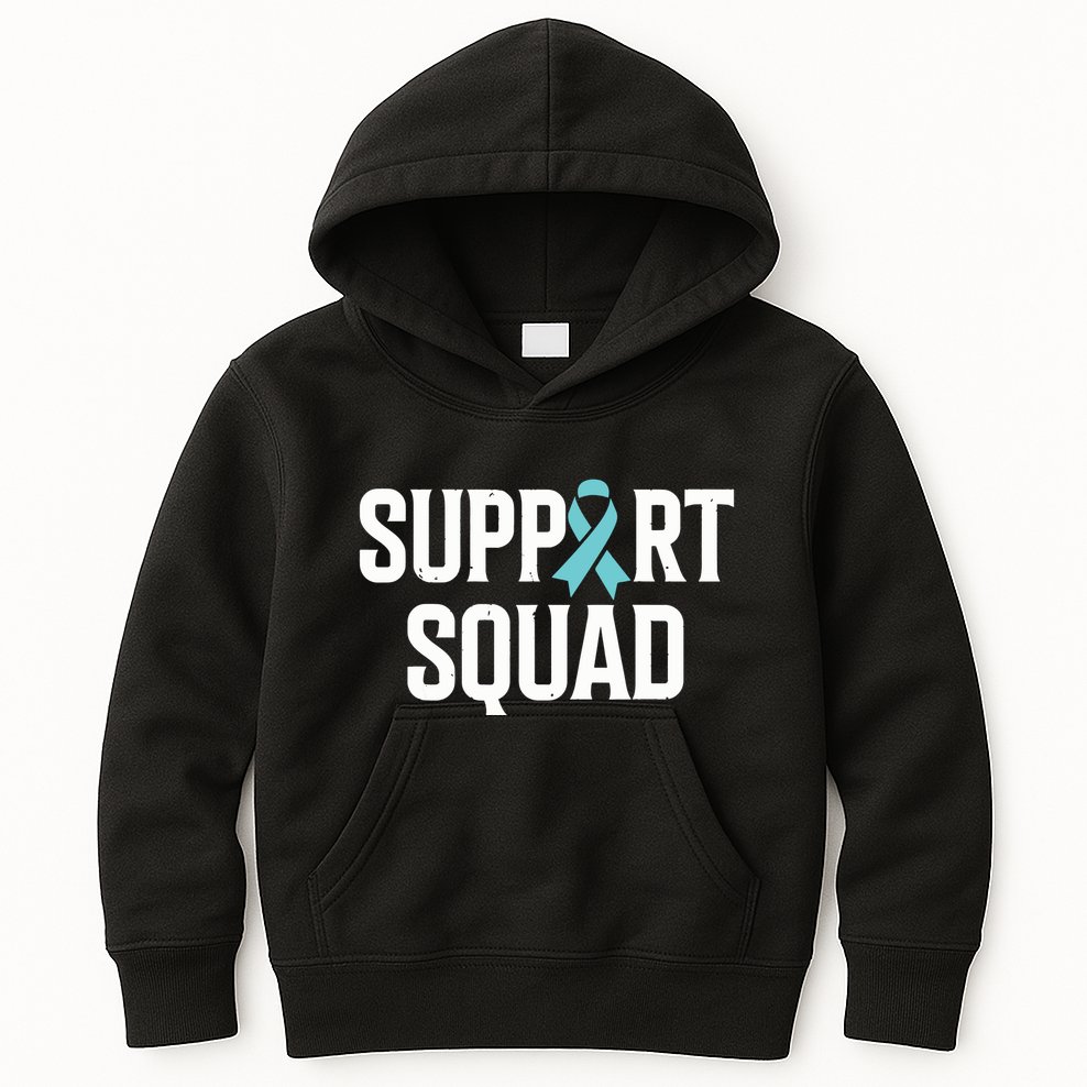 Support Squad Ovarian Cancer Raise Ovarian Cancer Awareness Kids Hoodie