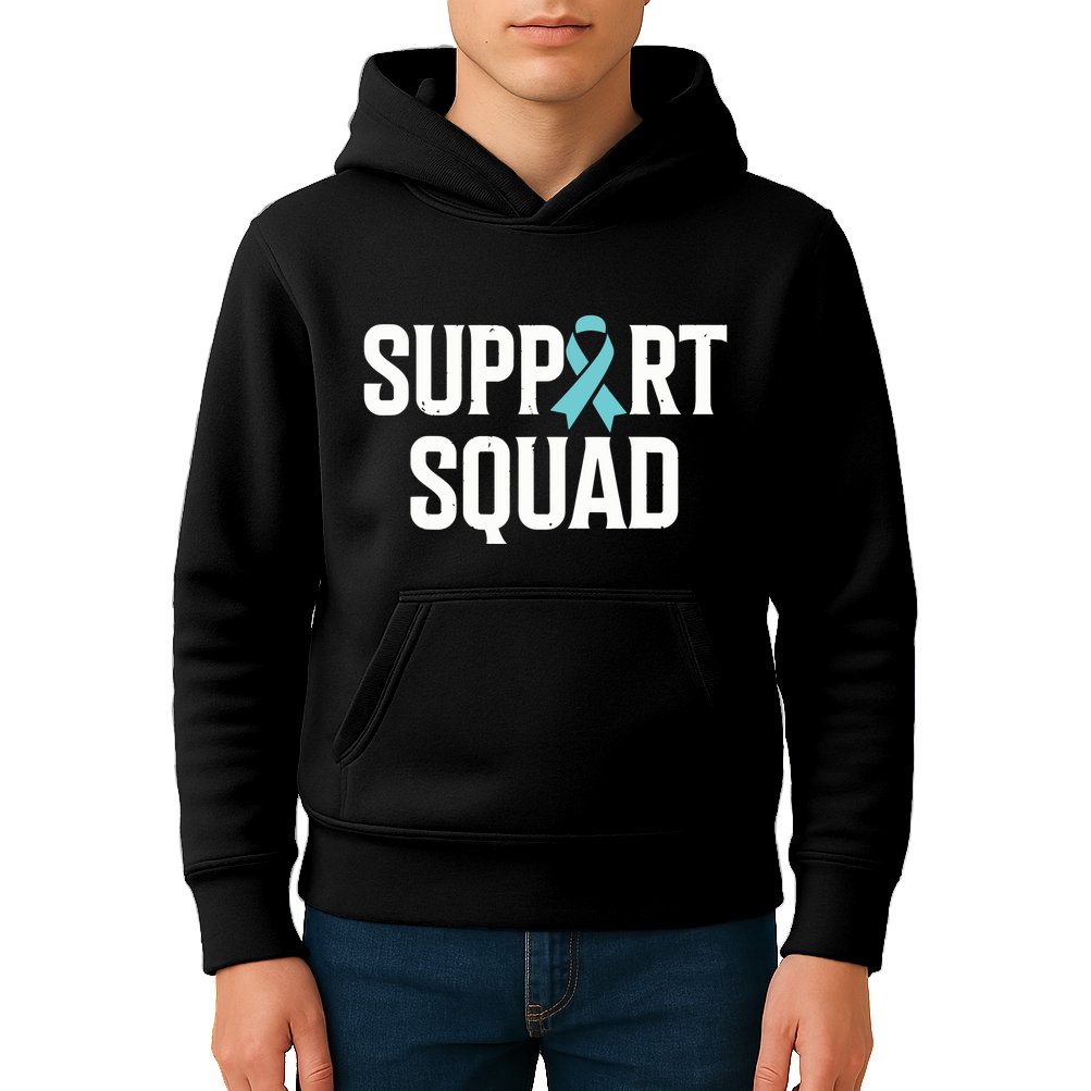 Support Squad Ovarian Cancer Raise Ovarian Cancer Awareness Kids Hoodie