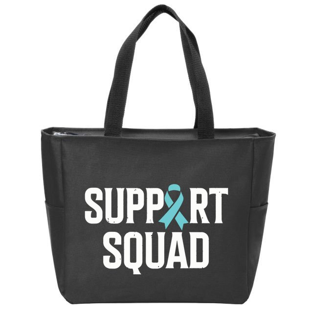 Support Squad Ovarian Cancer Raise Ovarian Cancer Awareness Zip Tote Bag