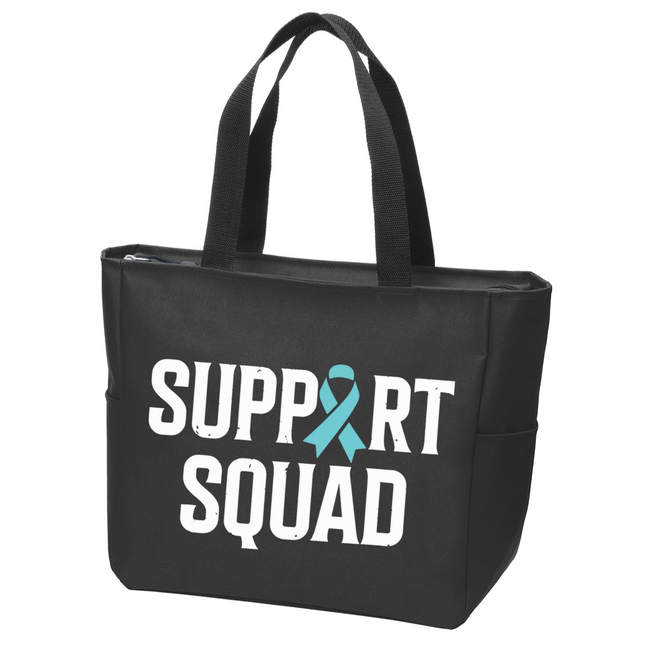 Support Squad Ovarian Cancer Raise Ovarian Cancer Awareness Zip Tote Bag