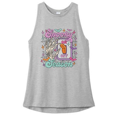 Spooky Season On Halloween Vibes Skeleton Ladies PosiCharge Tri-Blend Wicking Tank