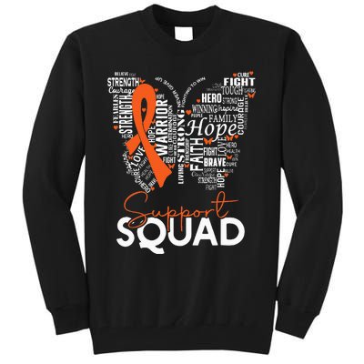 Support Squad Orange Ribbon Leukemia Blood Cancer Awareness Tall Sweatshirt