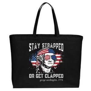 Stay strapped or get clapped George Washington4th of July Cotton Canvas Jumbo Tote