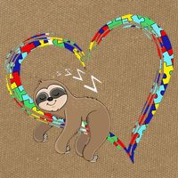 Sloth Sleep On Heart Puzzle Sloth Lover Autism Awareness Cotton Canvas Backpack