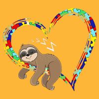 Sloth Sleep On Heart Puzzle Sloth Lover Autism Awareness Pom Pom 12in Knit Beanie
