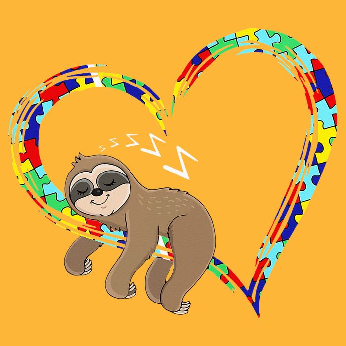 Sloth Sleep On Heart Puzzle Sloth Lover Autism Awareness Pom Pom 12in Knit Beanie