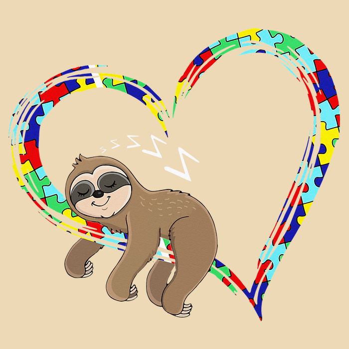 Sloth Sleep On Heart Puzzle Sloth Lover Autism Awareness Bag