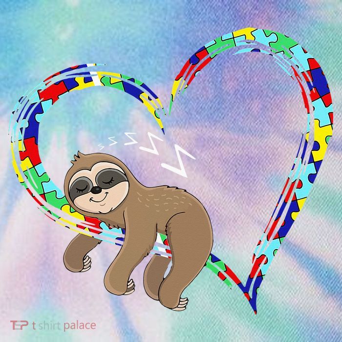 Sloth Sleep On Heart Puzzle Sloth Lover Autism Awareness Legacy Tie Dye Trucker Hat