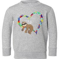 Sloth Sleep On Heart Puzzle Sloth Lover Autism Awareness Toddler Sweatshirt
