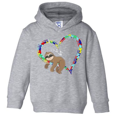 Sloth Sleep On Heart Puzzle Sloth Lover Autism Awareness Toddler Hoodie