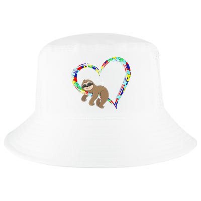 Sloth Sleep On Heart Puzzle Sloth Lover Autism Awareness Cool Comfort Performance Bucket Hat