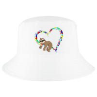 Sloth Sleep On Heart Puzzle Sloth Lover Autism Awareness Cool Comfort Performance Bucket Hat