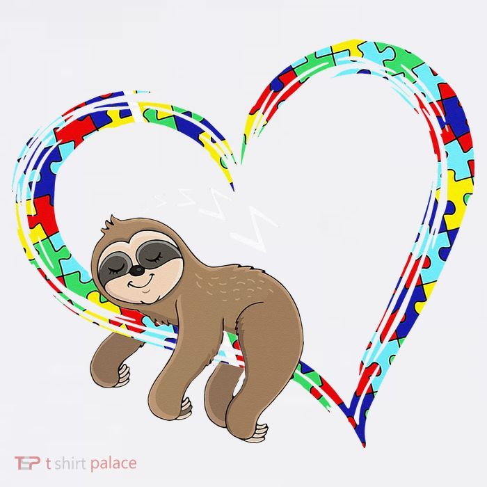 Sloth Sleep On Heart Puzzle Sloth Lover Autism Awareness Cool Comfort Performance Bucket Hat