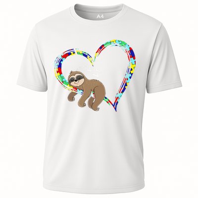 Sloth Sleep On Heart Puzzle Sloth Lover Autism Awareness Performance Shirt