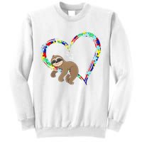 Sloth Sleep On Heart Puzzle Sloth Lover Autism Awareness Sweatshirt