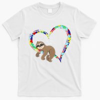 Sloth Sleep On Heart Puzzle Sloth Lover Autism Awareness T-Shirt
