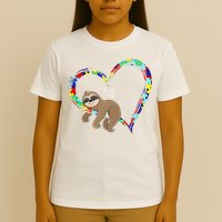 Sloth Sleep On Heart Puzzle Sloth Lover Autism Awareness T-Shirt