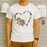 Sloth Sleep On Heart Puzzle Sloth Lover Autism Awareness T-Shirt