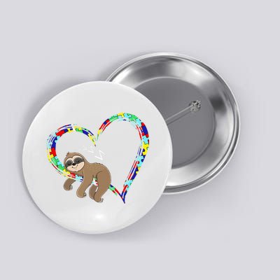 Sloth Sleep On Heart Puzzle Sloth Lover Autism Awareness Button